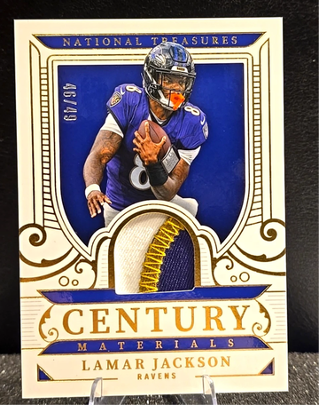 2025 National Treasures  Lamar Jackson  Patch /49  Ravens  Century Materials