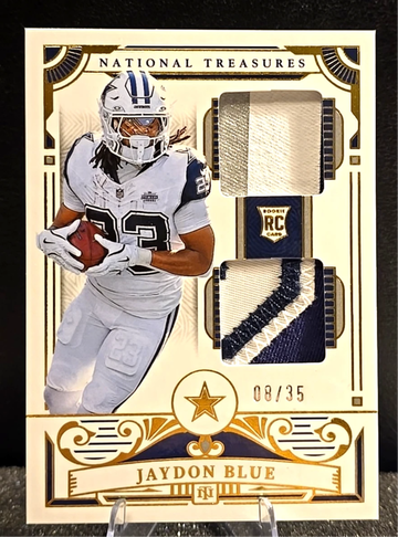 2025 Panini National Treasures  Jaydon Blue  Dual Patch  Gold /35  Cowboys 