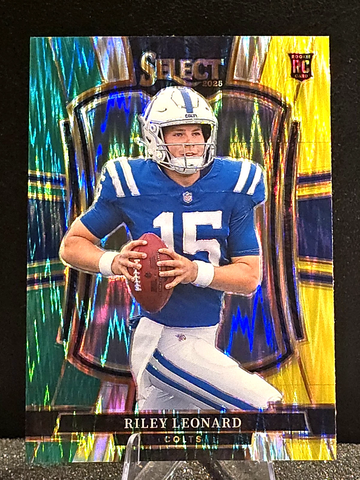 2025 Select  Riley Leonard  Green And Yellow Shock  Premier Level #133  RC Colts