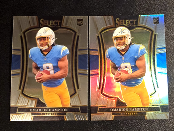 2025 Select  Omarion Hampton  Premier Level  Silver Prizm & Base  Chargers