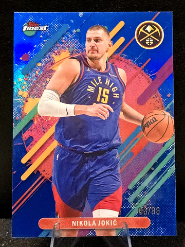 2025 Topps Finest  Nikola Jokic  RARE  True Blue Refractor  /99  Nuggets 