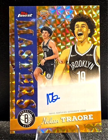 2025-26 Topps Finest  Nolan Traore  Masters  Gold Geometric  Rookie  Auto  50/50  Nets BOOKEND