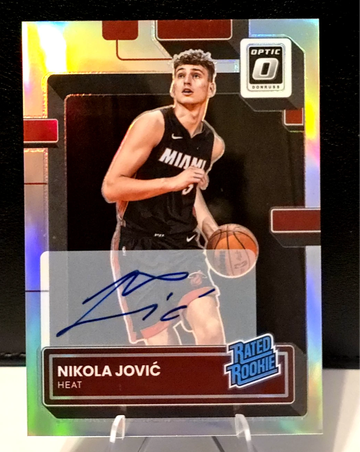 2022-23 Donruss Optic  Nikola Jovic  Rated Rookie  Auto Holo Silver Prizm  Heat RC 