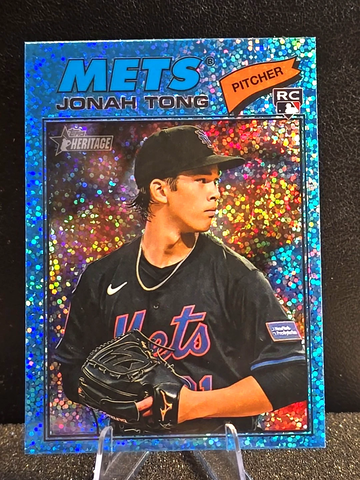 2026 Topps Heritage  Jonah Tong  Light Blue Sparkle Chrome  Rookie  Mets #137