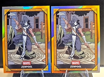 (2) 2025 Topps Chrome Deadpool #CB-24  Zenpool #36  Deadpool Comic Book Gold