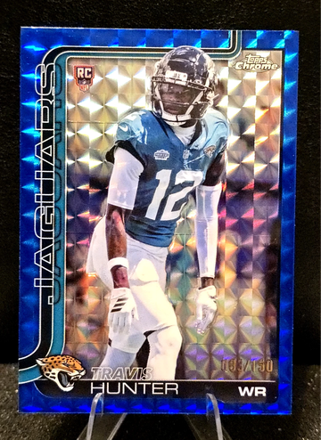 2025 Topps Chrome  Travis Hunter  BLUE GEOMETRIC  /150  DELIGHT EXCLUSIVE  Jaguars RC