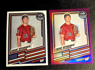 2026 Panini Stars & Stripes Prizm Purple Prizm  /199  & Base  Grant Sperandio  Texas