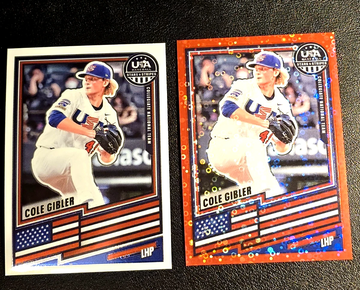2026 Panini USA Stars & Stripes  Cole Gibler  Red Disco Prizm  /199 & Base  Arkansas