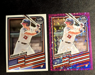 2026 Panini USA Baseball Stars & Stripes  Hudson Oliver  Base & Purple Disco /99 