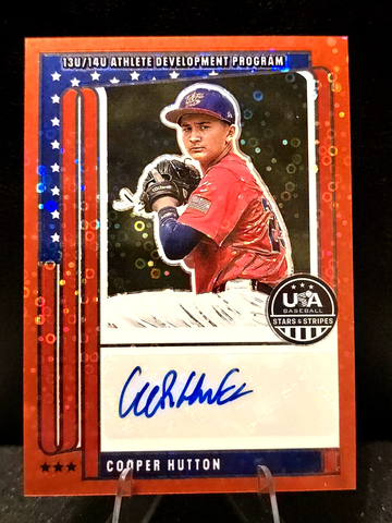 2026 Panini Stars & Stripes Prizm  AUTO  Red Disco Prizm  COOPER HUTTON  13/25