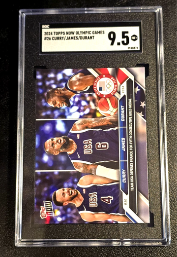 2024 Topps Now Olympics #26  Steph Curry/ LeBron James / Kevin Durant  SGC 9.5 