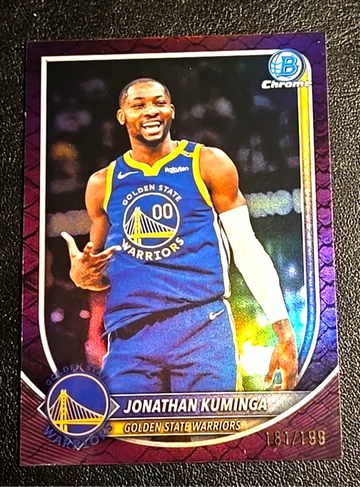 2025-26 Bowman Jonathan Kuminga BCV-191 Purple Reptilian Refractor /199 HAWKS