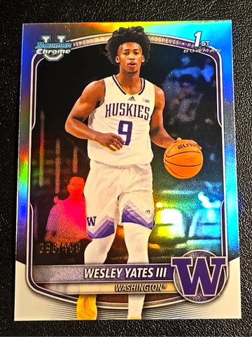 2025-26 1st Bowman Chrome  Wesley Yates  /499  Refractor  Washington Huskies