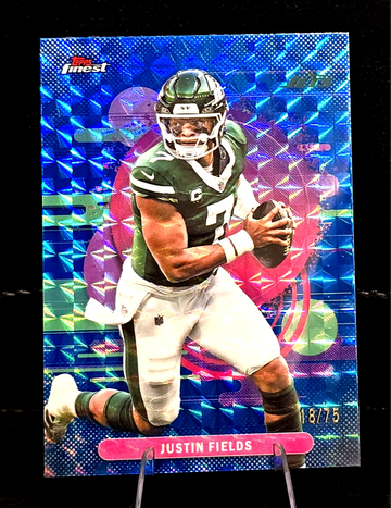 2025 Topps Finest  Justin Fields  Blue Geometric  /75  Delight Exclusive  Jets