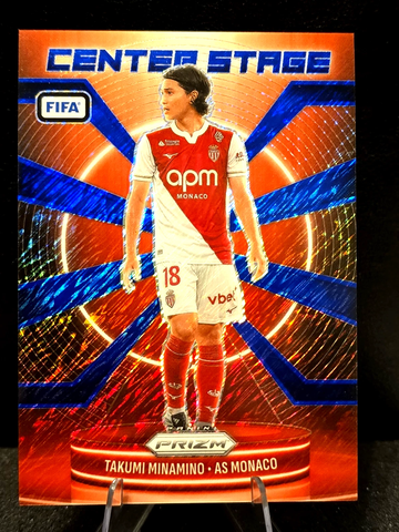 2025 Prizm FIFA  Center Stage  BLUE SHIMMER FOTL  Takumi Minamino  1/5  AS Monaco