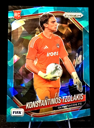 2025-26 Prizm FIFA  Konstantinos Tzolakis  Teal Ice  /99  RC  Olympiacos FC Rookie