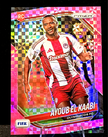 2025-26 Panini Prizm FIFA  Ayoub El Kaabi  Pink Power Prizm  /75   RC  Olympiacos FC