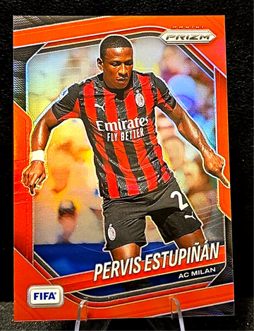 2025-26 Panini Prizm FIFA  Pervis Estupinan #29  Red Prizm  /149  AC Milan