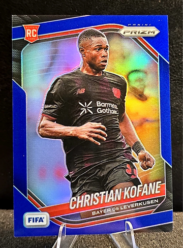 2025-26 Panini Prizm FIFA  Christian Kofane RC  Blue Prizm  /199  Leverkusen