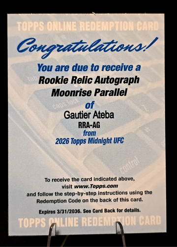 2026 Topps UFC Midnight  Gautier Ateba  Rookie  MOONRISE Relic Auto  /25  Redemption