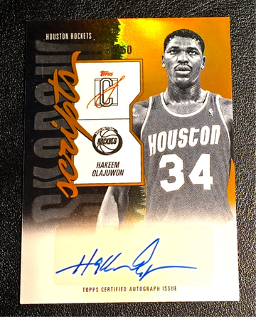 2025-26 Topps Signature Class  Hakeem Olajuwon  Shadow Scripts  Orange  Auto  /50 Rockets