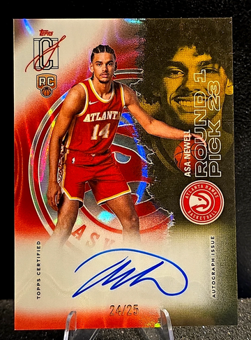 2025-26 Topps Signature Class  Asa Newell  Rookie Class Chrome  Auto  Red Lava  /25 Hawks On Card Auto Color Match  