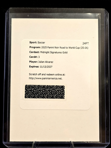 2025-26 Panini Noir Road To FIFA World Cup  Julian Alvarez  Midnight  Auto  Gold  /10 Argentina 