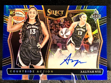 2025 Panini Select WNBA  Aalyiah Nye  Courtside Action  Blue Prizm  Auto  /49  Aces 