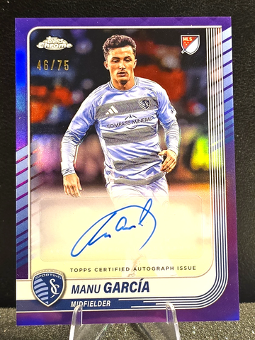 2025 Topps Chrome MLS  Purple  Manu Garcia  Auto  /75  Sporting Kansas City  #CA-MG