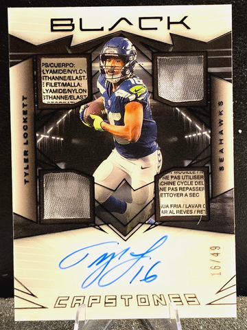 Tyler Lockett  2024 Panini Black  Auto  Laundry Tag Patch  Seahawks  16/49  Jersey #