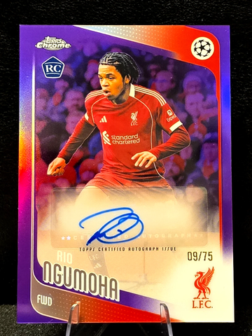 2025-26 Topps Chrome UEFA  Rio Ngumoha  RC Rookie  Auto  TRUE Purple  /75  Liverpool