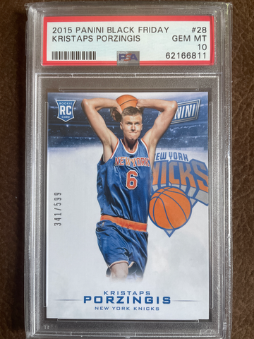 2015 Kristaps Porzingis Panini Black Friday Rookie PSA 10 