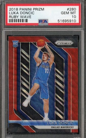 2018 Luka Doncic Ruby wave prizm Psa 10