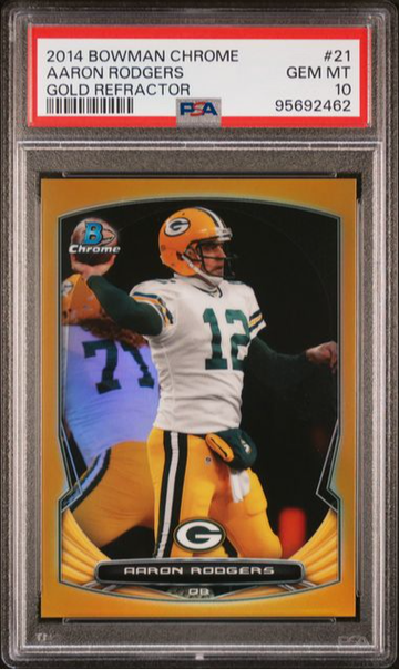 2014 Bowman Chrome Aaron Rodgers Gold Refractor PSA 10