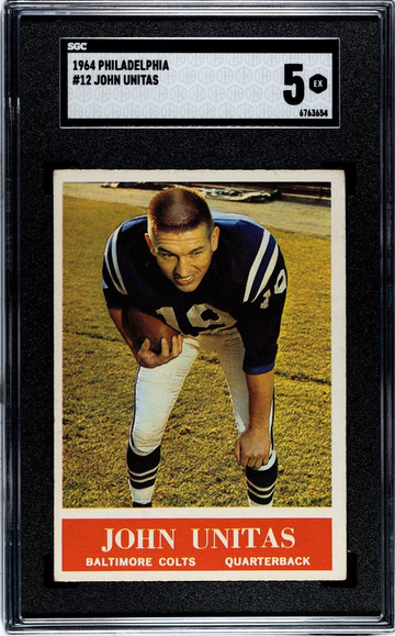 1964 Philadelphia Gum JOHNNY UNITAS Colts #12 SGC 5 EX Condition!
