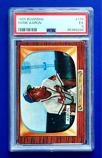 Hank Aaron 1955 Bowman #179 Braves HOF 2nd Year Card PSA 5 EX HR KING *GWCARDS*