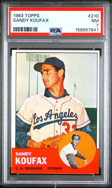 Sandy Koufax 1963 Topps #210 Dodgers World Series MVP Year! HOF PSA 7 NM NR MINT