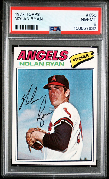 Nolan Ryan 1977 Topps #650 Angels GOAT HOF Dead Centered Sharp PSA 8 NM MINT