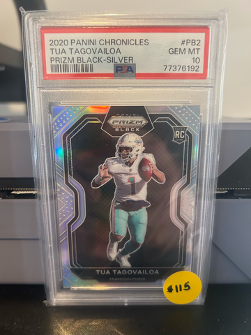 2020 PANINI CHRONICLES TUA TAGOVAILOA PRIZM BLACK -SILVER PSA 10