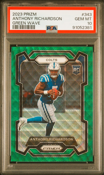 Anthony Richardson 2023 Prizm Green Wave Refractor Rookie Card RC PSA 10 Gem Mint