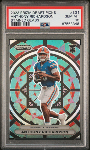 Anthony Richardson 2023 Panini Prizm Draft Picks Stained Glass Rookie Card RC PSA 10 Gem Mint