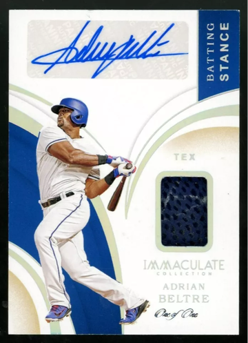 ADRIAN BELTRE 2020 Panini Immaculate Game Worn Autograph Autograph Patch 1/1 HOF