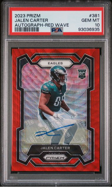 Jalen Carter 2023 Panini Prizm Red Wave RC Autograph /149 PSA 10 Gem Mint