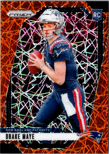 2024 Panini Prizm Drake Maye New England Patriots Orange Laser Prizm RC #329 SP