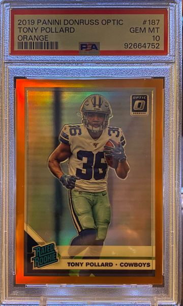 2019 Donruss Optic Tony Pollard Rated Rookie Orange /199 PSA 10