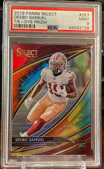 2019 Select Deebo Samuel Rookie Field Level Tie Dye /25 PSA 9 pop 2