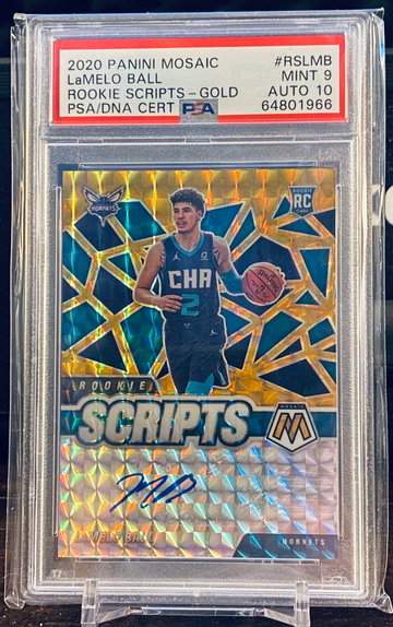 2020 Mosaic LaMelo Ball Rookie Scripts Gold PSA 9/10