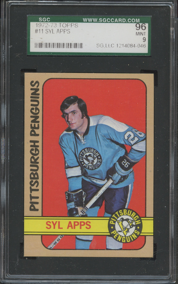 1972-73 Topps #11 Syl Apps Pittsburgh Penguins SGC 96 Mint 9