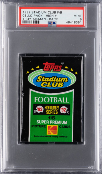 1992 Topps Stadium Club Football Unopened Cello Pack High # Series  PSA 9 Mint