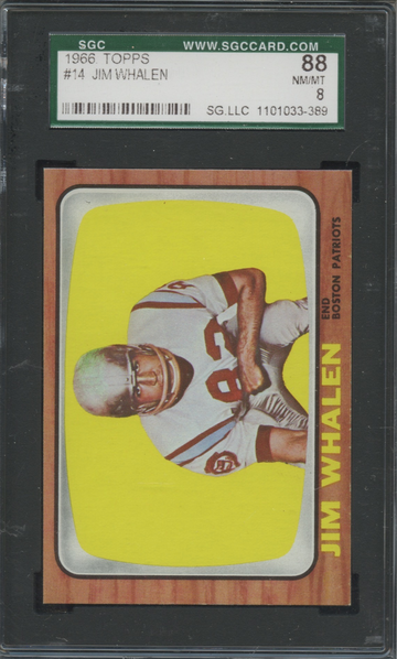 1966 Topps #14 Jim Whalen Boston Patriots SGC 88 NM/MT 8